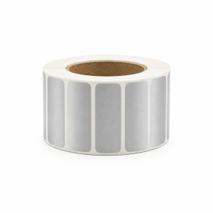 Etykieta foliowa  SREBRNA PET 50x20 mm 2000 sztuk na rolce, FI76mm, ZESTAW 3 ROLEK (1)